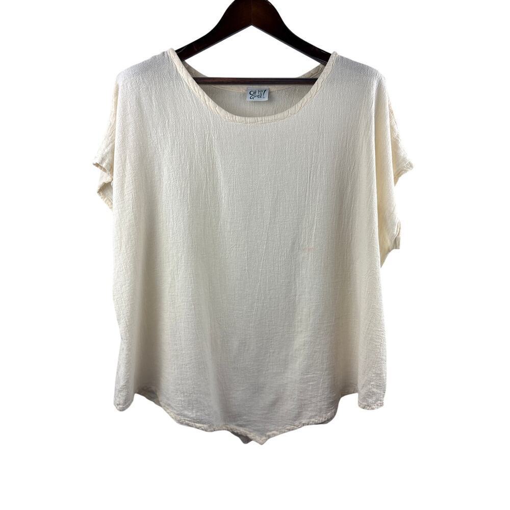 Women’s Oh My Gauze! XXL Cream Short Sleeve Blouse